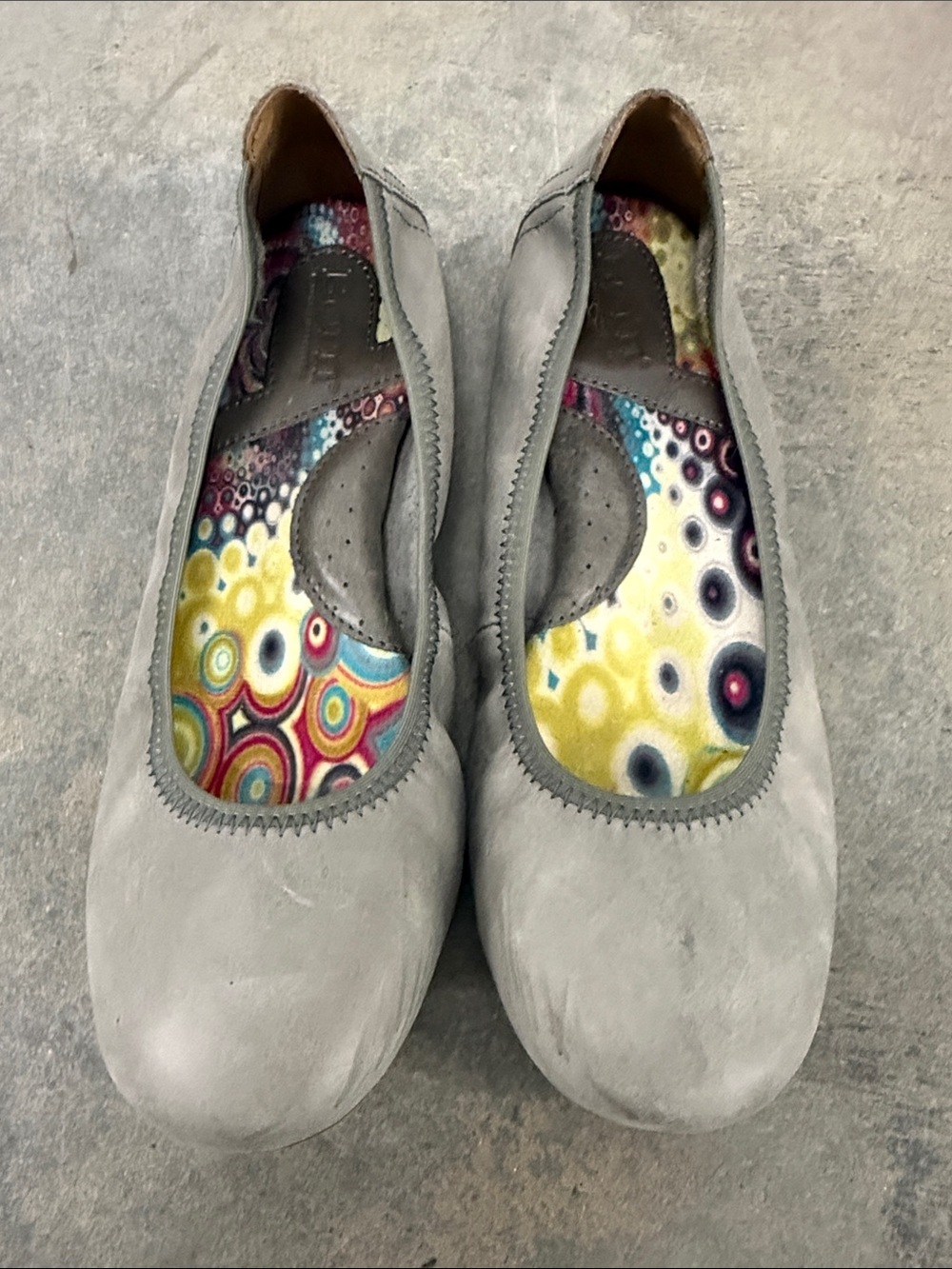 Born Gray Suede Slip-On Flats with Printed Insole